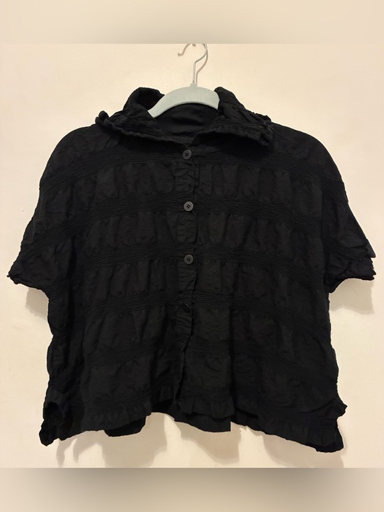 Issey Miyake Tops - VTG Issey Miyake Cauliflower Pleated Boxy Short-Sleeve Button Shirt One Size